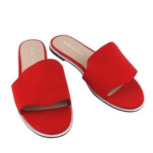 BCBGeneration Womens Size 6.5 Red Zahara Suede Slip On Flats Sandals